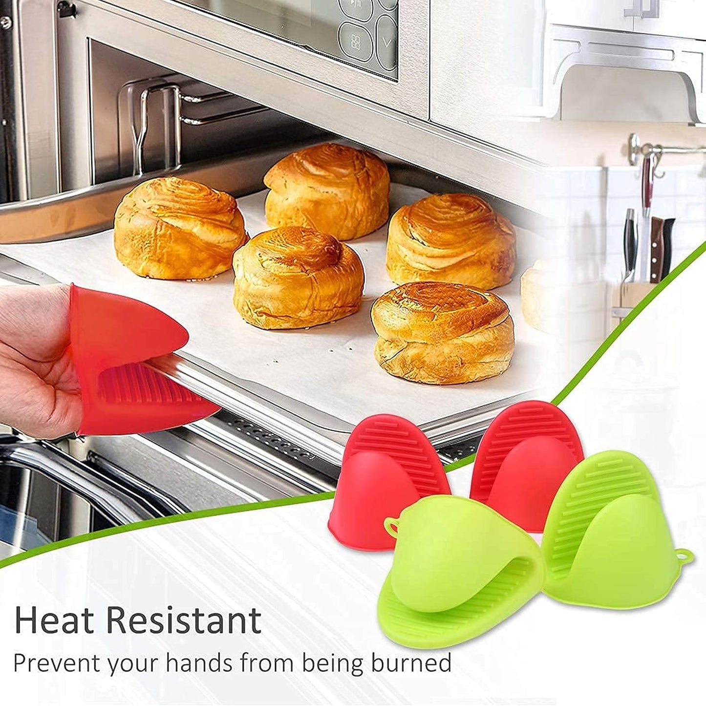 Oven Mittens 1 Pair Silicone Baking Gloves Finger Mitts Grips Silicon Holder for Kitchen Kitchen Hot Pot Holder Heat Resistant Pot Holders (2pc)
