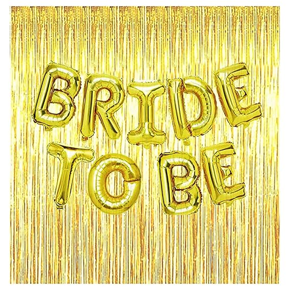 Bride to Be Decoration Set Bachelorette Party Decorations Bride to Be Foil Banner 9pc set (Gold)