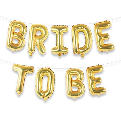 Bride to Be Decoration Set Bachelorette Party Decorations Bride to Be Foil Banner 9pc set (Gold)