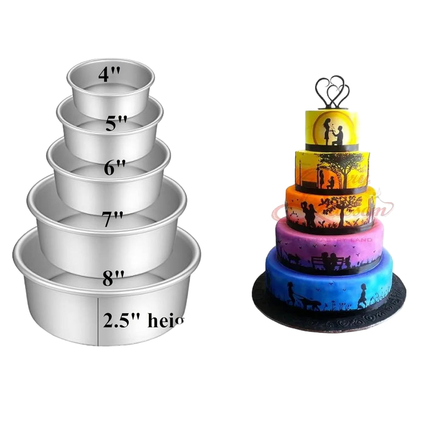 a triple layer cake sitting on top of a table