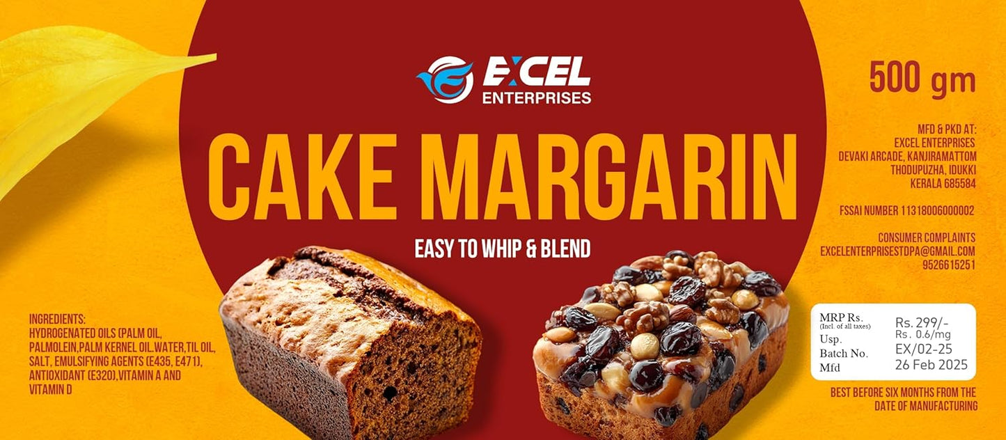 Cake Margarine, Easy to Whip and Blend, Baking Spread For Cake Making 500 gm