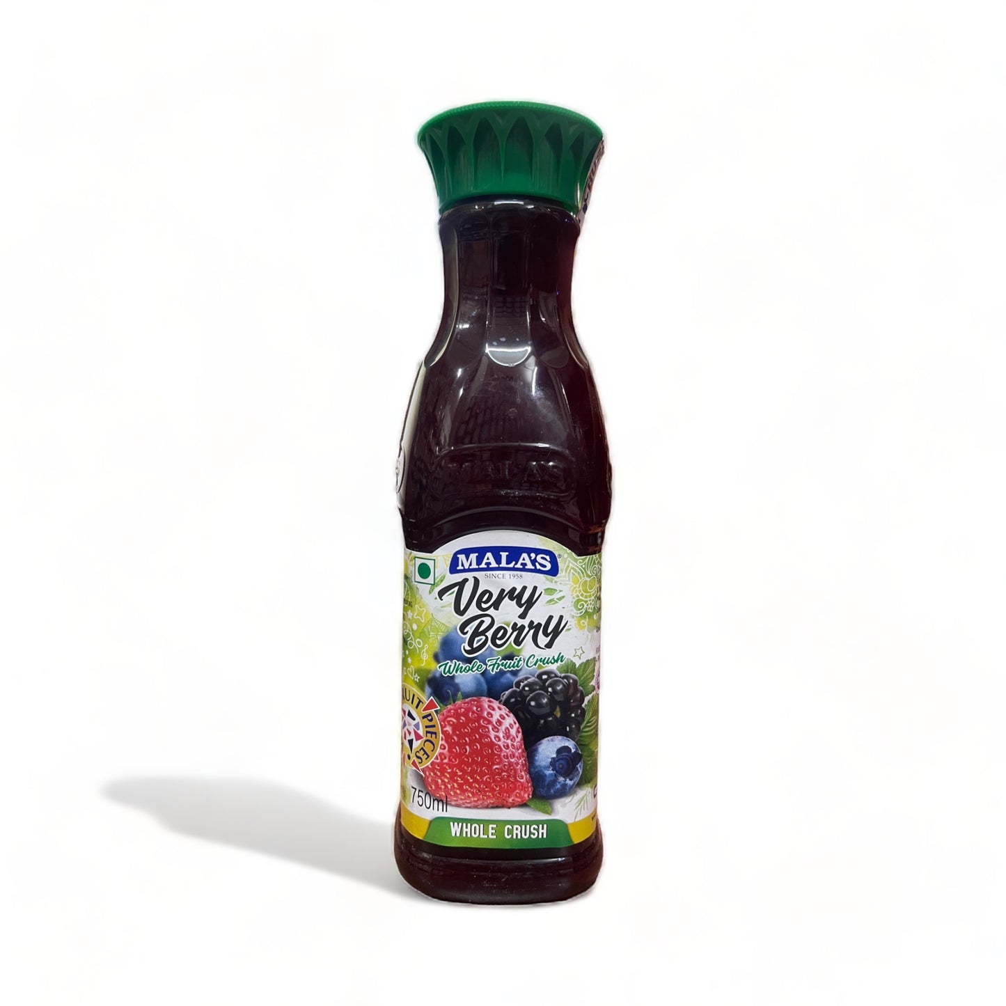 a bottle of alcohol sitting on top of a white shelf