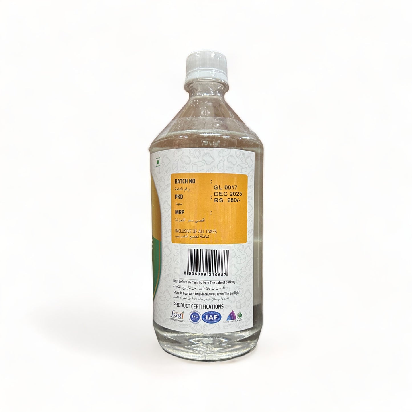 a bottle of alcohol sitting on top of a bottle