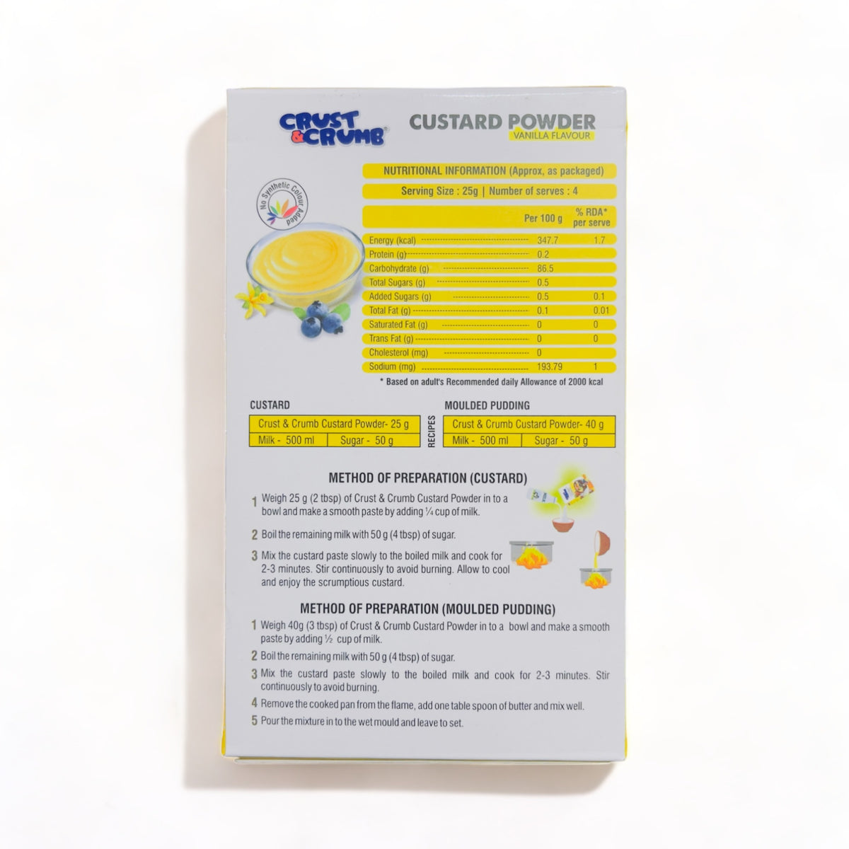 Custard Powder Crust Vanilla Flavour & Crumb 100gm– Easy Bakes